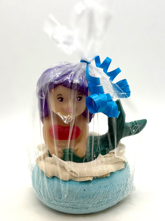 Bath Bomb w/Bubble Frosting/ mermaid toy